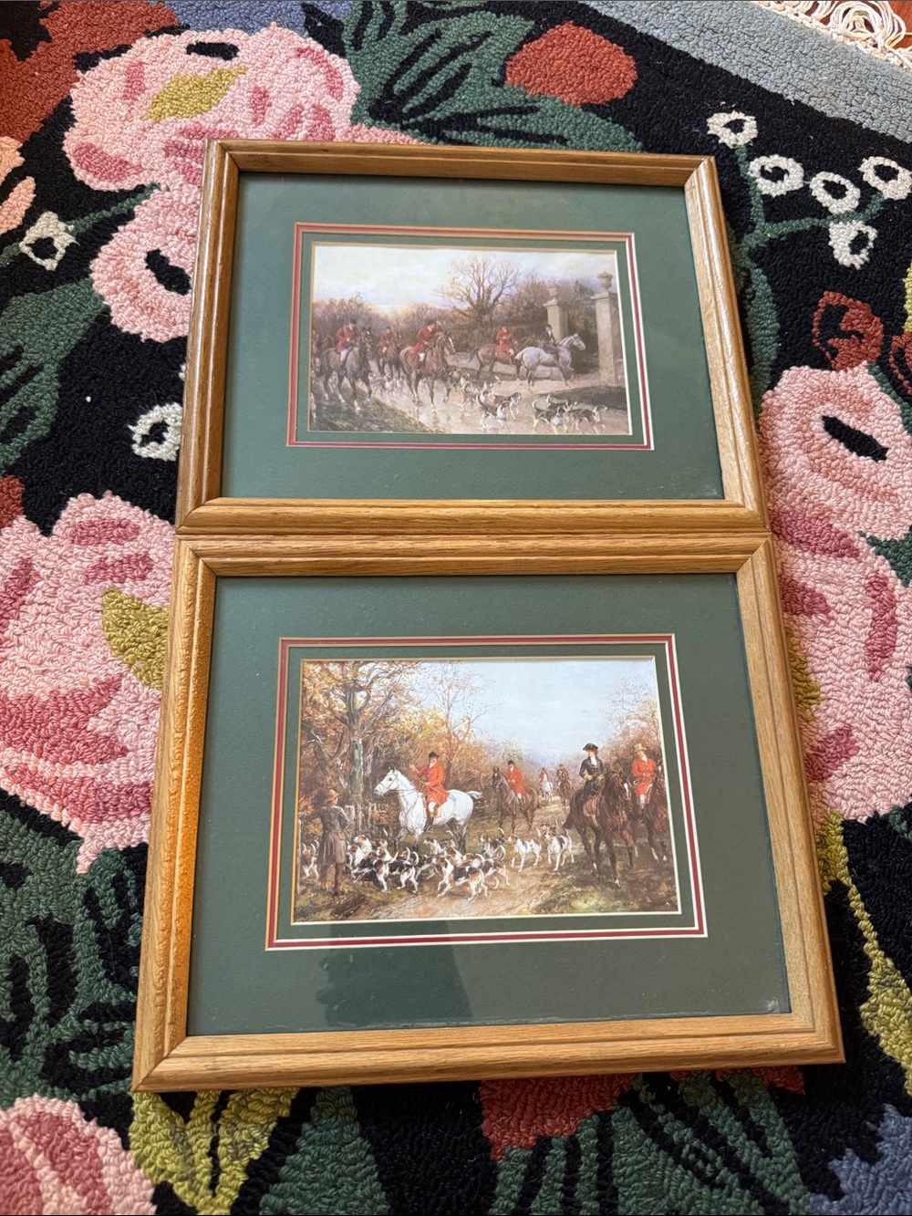 Two Vintage Heywood Hardy Hunting Prints Framed Equestrian Horse Dog